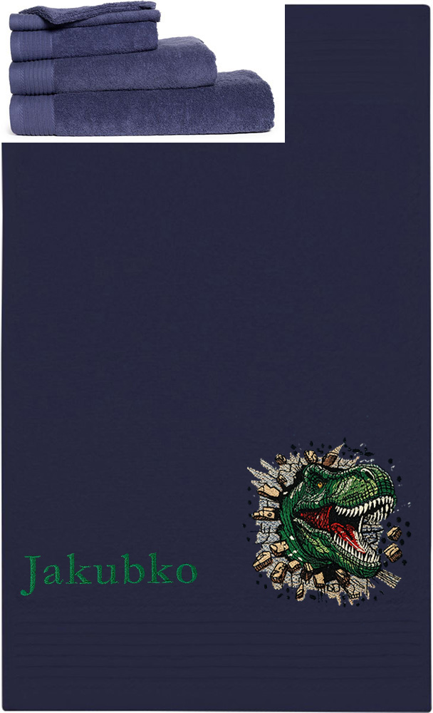 Personalizovateľný vyšívaný motív detský uterák, výšivka DINO REX